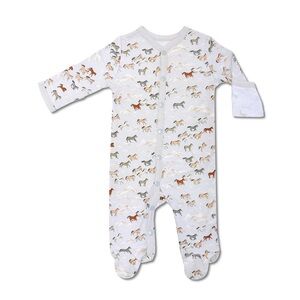 Apple Park Horses Footie Pjs Organic Cotton EUC